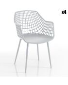 4 Chaises d'intérieur/extérieur nairobi blanches - 85x57x56 cm