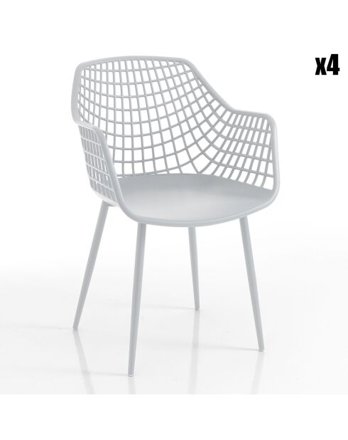 4 Chaises d'intérieur/extérieur nairobi blanches - 85x57x56 cm