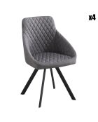 4 Chaises tapissée tips gris/noir - 55x55x87 cm