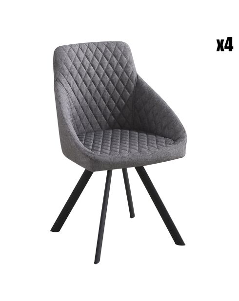 4 Chaises tapissée tips gris/noir - 55x55x87 cm