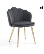 4 Chaises shell grises - 78x57x58 cm