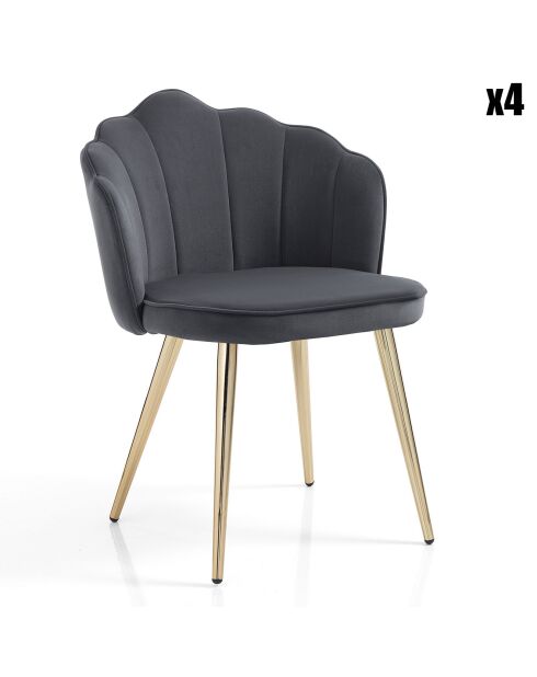 4 Chaises shell grises - 78x57x58 cm
