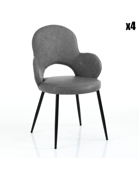 4 Chaises elisabeth gris/noir - 88x57x64 cm