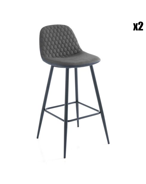 2 Tabourets gale gris/noir - 100x42x50 cm