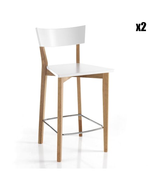 2 Tabourets en bois kyra blancs - 94x47x50 cm