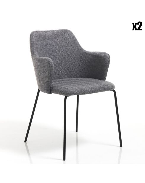 2 Chaises sonia gris/noir - 85x55x59 cm