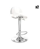 2 Tabourets de bar susy chrome/transparent - 56/78x40x41 cm