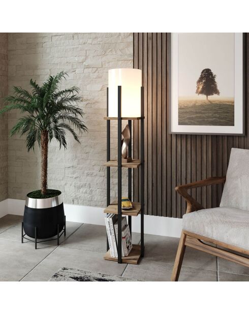 Lampadaire Nora naturel/noir - 21x21x135 cm