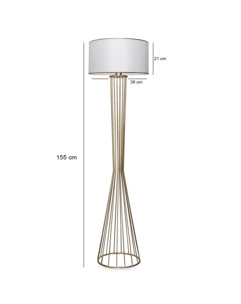 Lampadaire Ayd blanc/doré - 21x38x155 cm