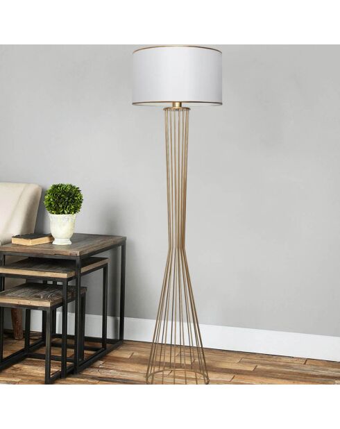 Lampadaire Ayd blanc/doré - 21x38x155 cm