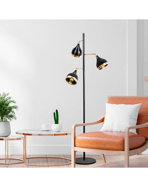 Lampadaire Yildo noir/doré - D.52x163 cm
