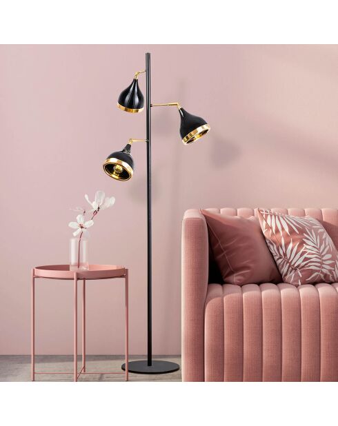 Lampadaire Yildo noir/doré - D.52x163 cm