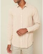 Chemise Slim Fit Sammy à rayures moutarde/blanc