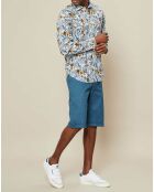 Chemise regular Paul tropical flowers bleu/beige