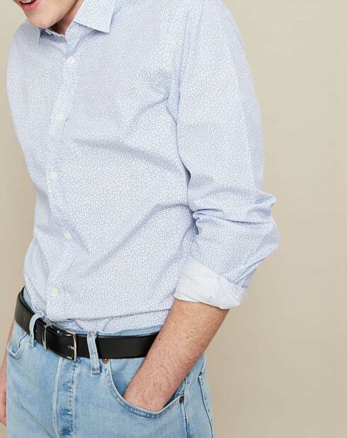 Sammy Anchors blauw/lichtblauw slim shirt