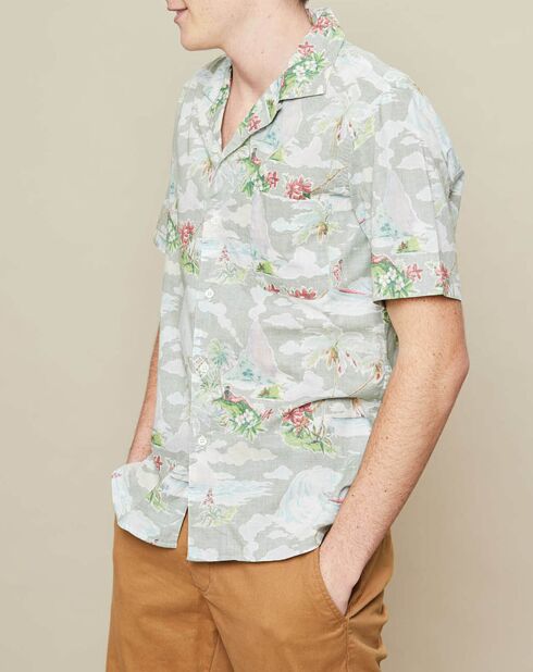 Chemise slim Slam imprimée kaki pâle