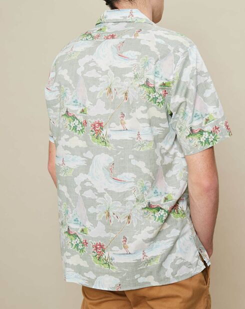 Chemise slim Slam imprimée kaki pâle