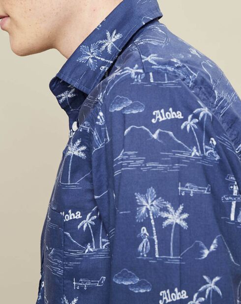 Chemise slim Storm Aloha imprimée bleu/blanc