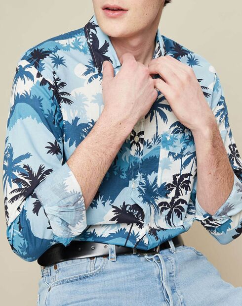 Chemise slim Storm imprimée bleue