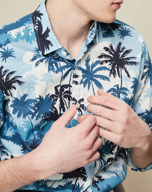 Camicia slim stampata blu Storm