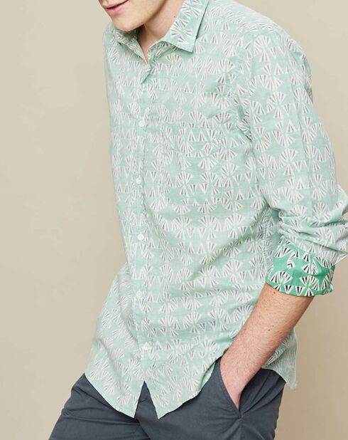 Chemise slim Storm Fans imprimée vert pâle