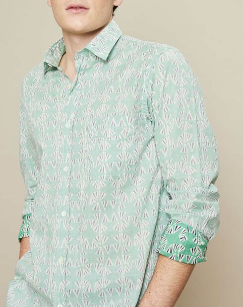 Chemise slim Storm Fans imprimée vert pâle