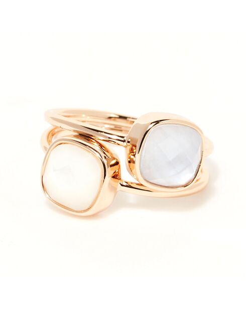 Bague Amaël Nacre bleu/blanc en laiton doré