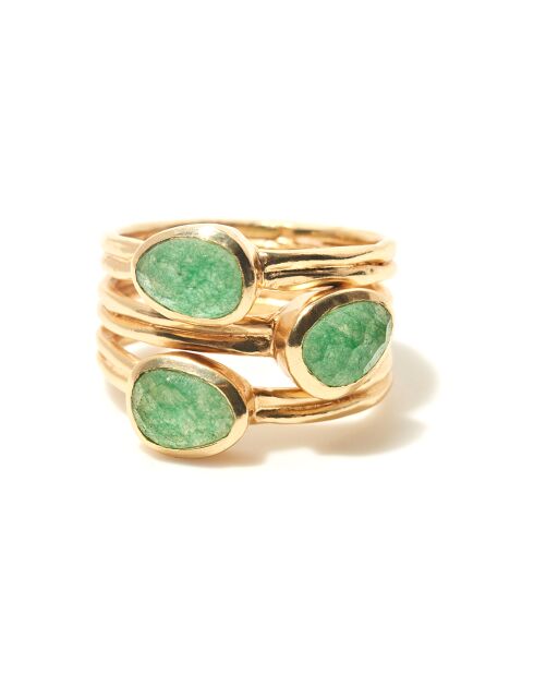 Bague Suzanne Quartz vert en laiton doré