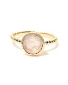 Anillo Cassilda de cuarzo rosa en latón dorado