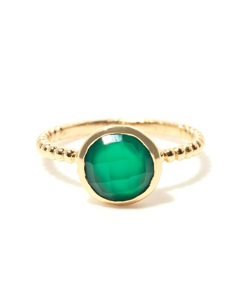 Bague Célénia Onyx vert en laiton doré