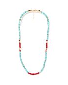 Collier Laelia Turquoise & Jade rouge en laiton doré