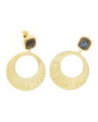 Boucles d'oreilles Lorène Labradorite en laiton doré