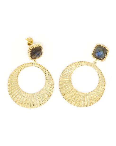 Boucles d'oreilles Lorène Labradorite en laiton doré