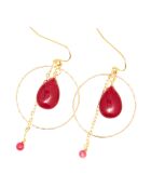 Boucles d'oreilles Leya Jade rouge en laiton doré