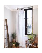 Rideau ajustable 100% Gaze de coton avec 8 anneaux pince blanc - 140x300 cm