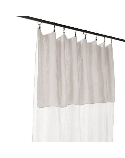 Rideau ajustable 100% Gaze de coton avec 8 anneaux pince blanc - 140x300 cm