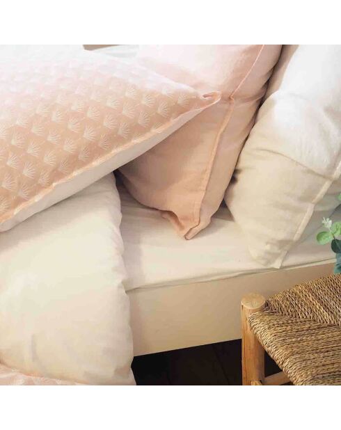 Parure housse de couette Lin & Coton Evi rose