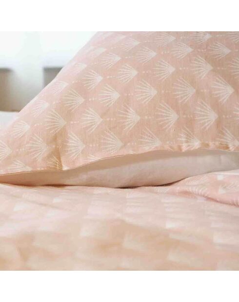 Parure housse de couette Lin & Coton Evi rose