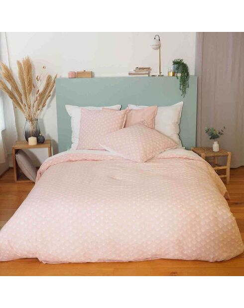 Parure housse de couette Lin & Coton Evi rose