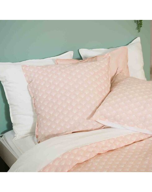 Parure housse de couette Lin & Coton Evi rose