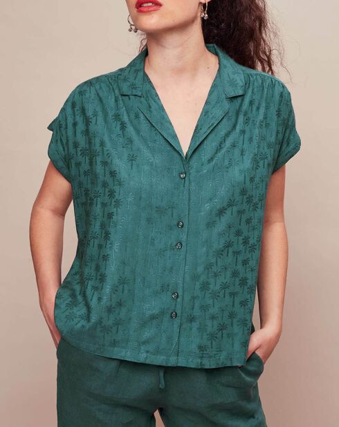 Dinais Bluse mit Pfauen-Palmenmuster