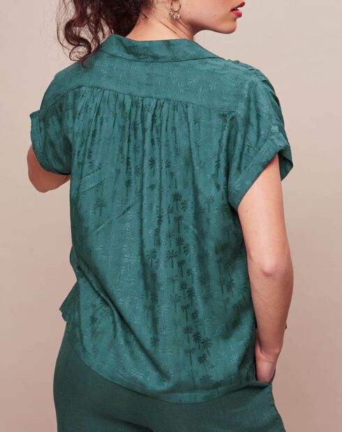 Dinais Bluse mit Pfauen-Palmenmuster