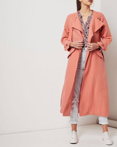 Trench fin Elodie en Lin mélangé blush