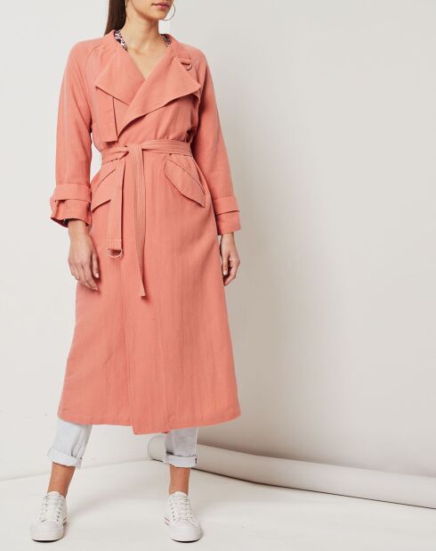 Trench fin Elodie en Lin mélangé blush