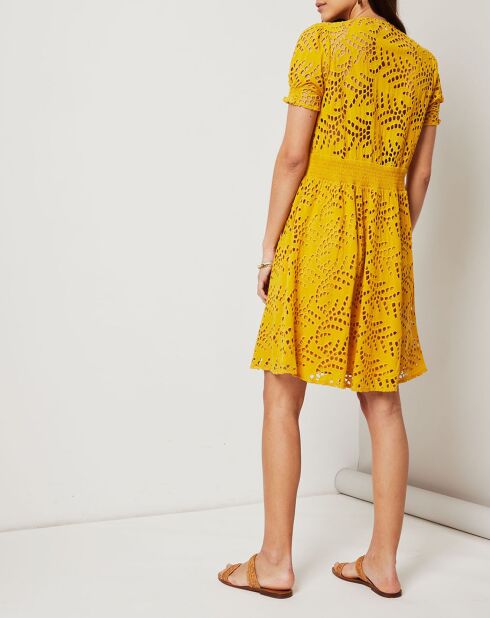 Chanah ockerfarbenes durchbrochenes Kleid