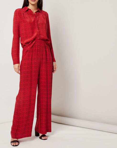 Pantaloni fluidi Jamie con stampa rossa