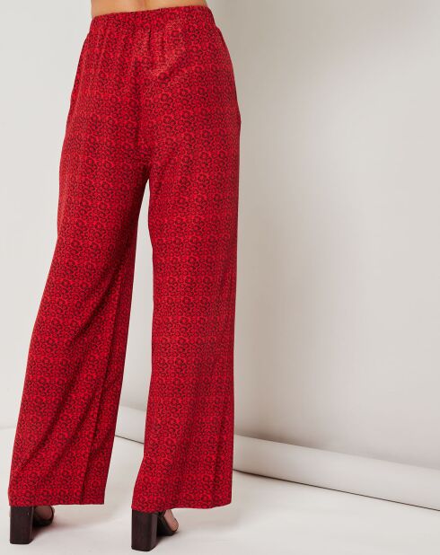 Pantaloni fluidi Jamie con stampa rossa