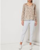 Blouse Logan lurex imprimée beige