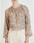 Blouse Logan lurex imprimée beige