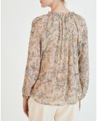 Blouse Logan lurex imprimée beige